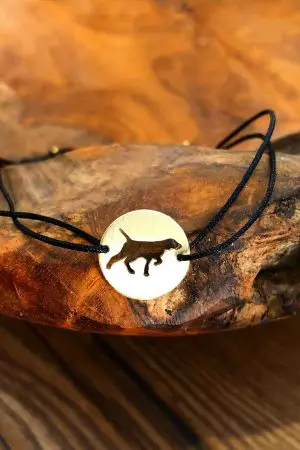 Jagdhundesilhouette Stoffarmbändchen Rund 14mm