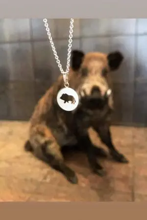 Wildtiersilhouette Kettenanhänger Rund 14mm