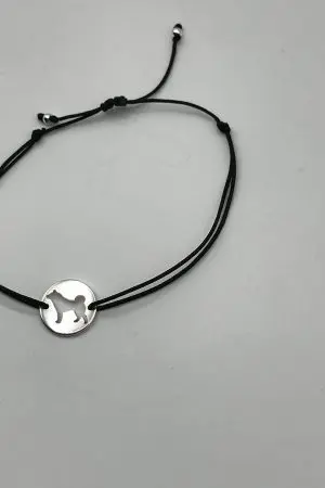 Rassehundesilhouette Stoffarmbändchen Rund 14mm